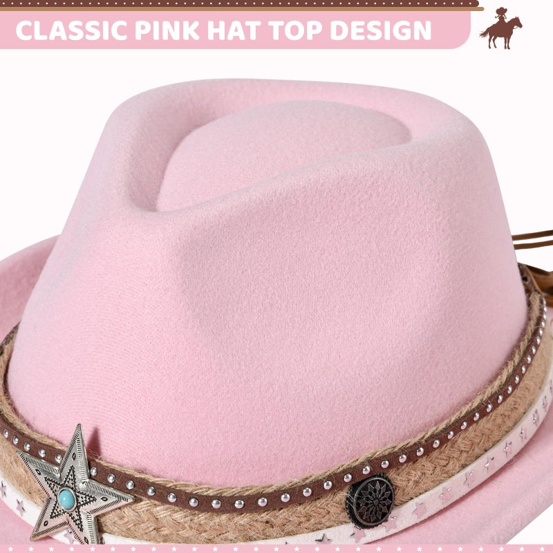 Willheoy Kids Cowboy Hat for Boys Girls Western Cowgirl Hat with Buckle Belt Wide Brim Fedora Hat Dress Up Costume - Image 5